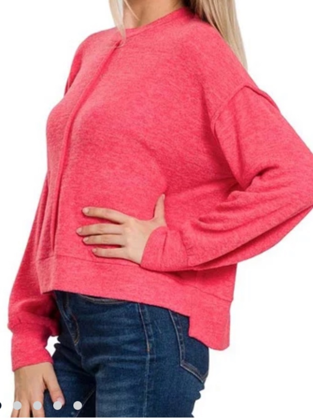 Zenana Small Outfitters Relaxed Crewneck Sweater Pink